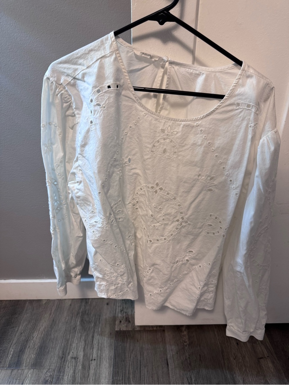 Maurices White Eyelet Scoop-Neck Blouse